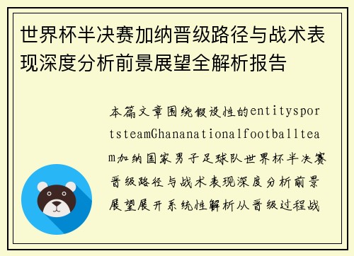 世界杯半决赛加纳晋级路径与战术表现深度分析前景展望全解析报告